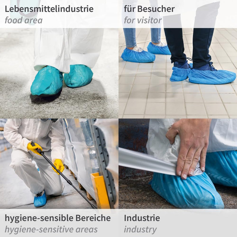 [AUSTRALIA] - Hygostar 200 x Shoe Covers Disposable Blue CPE Overshoes Shoe Covers Waterproof Overshoes Heel Protection for Shoes Shoe Covers Tear-Resistant Overshoes Elastic Overshoes 