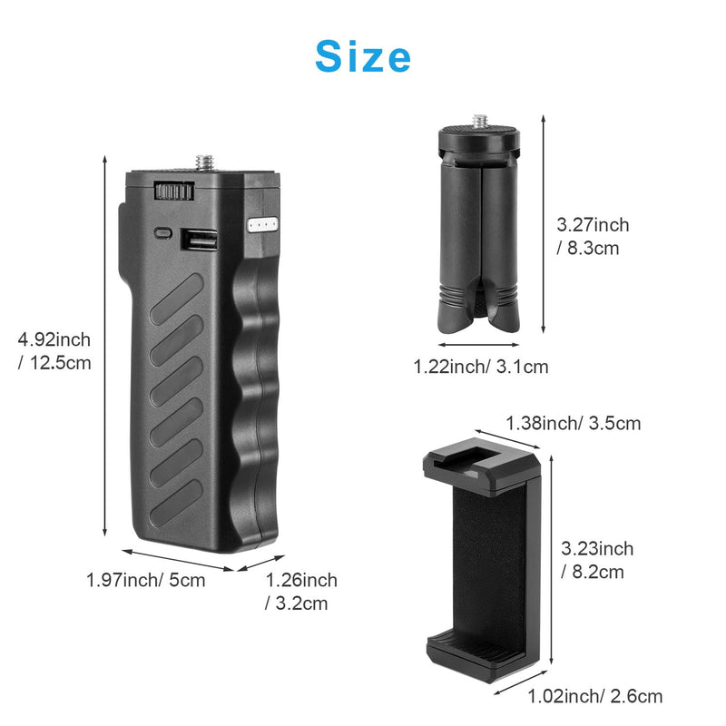 [AUSTRALIA] - FOMITO VB-38W Charging Grip for Camera & Phone 6000mAh Battery 18W Fast Charging One-Handed Stabilizer with 1/4" Screw Honeycomb Anti-Slip & Ergonomic Design 
