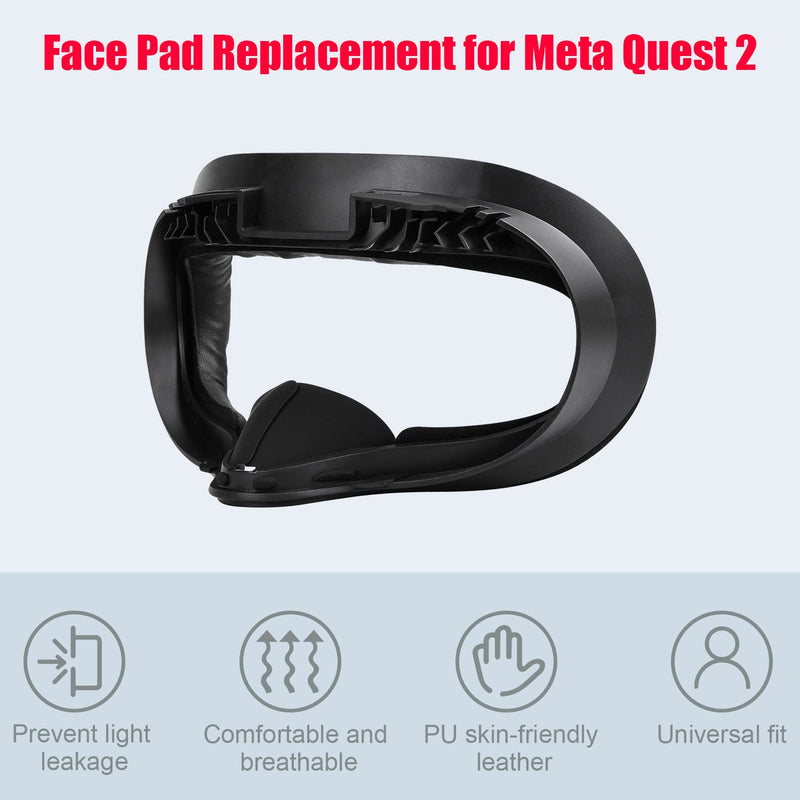 VR Facial Interface and Foam Replacement Set for Oculus Meta Quest 2 | Removable Facial Interface Frame & Foam Face Covers Replacement & Anti-Leakage Nose Pad & Lens Cover Set1 1Pad