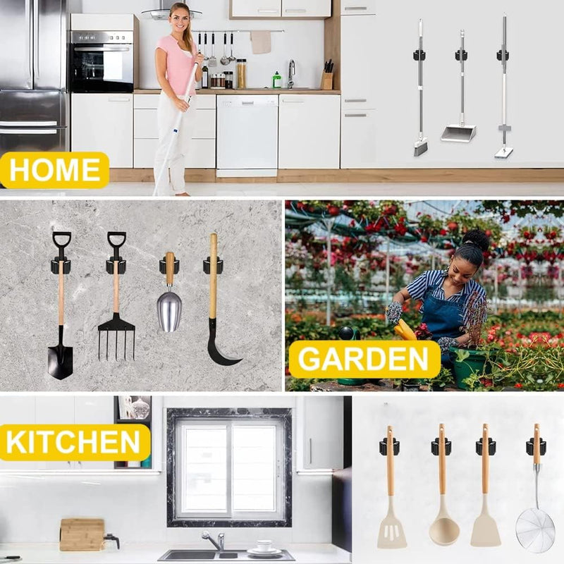 [AUSTRALIA] - KAHEIGN 12-Piece Tool Holder Set, Broom Holder, Wall Garden Tool Holder, Broom Holder, Wall, Stainless Steel Wall Mount for Mop, Broom, Shovel, Garden Tools, Tool Holder Home Garden 