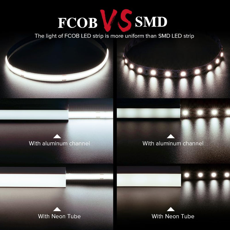 [AUSTRALIA] - BTF-LIGHTING FCOB COB LED Strip Flexible High Density Uniform Light 9W/m 32.8FT DC24V Natural White 4000K 480LED/m CRI 90+ 8mm Width for Home Indoor Decor(No Adapter or Controller) DC24V 32.8FT IP30 