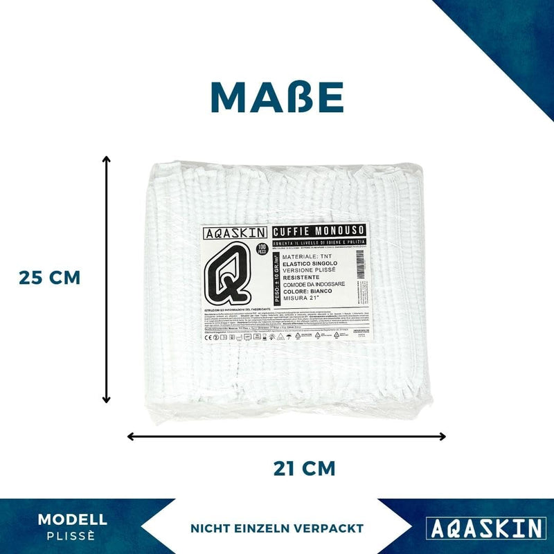 Disposable Head Hub TNT Model Plissè - Head & Hair Cover Caps - For Beauty Centers, SPA, Medical Centres, Restaurants, Cleaning, Quantity 100, White, Unit size 2-White