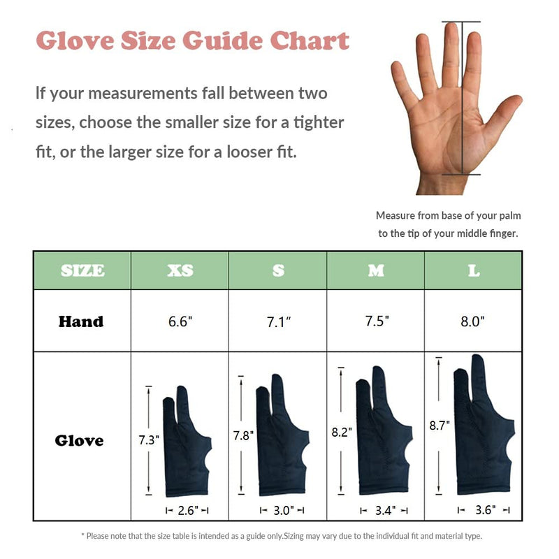 Drawing Glove, 3-Layer Palm Rejection Digital Art Glove for Graphic Tablet, Artist Gloves with Two Fingers for iPad, Paper Sketching, Smudge Guard (2 PCS, Lager)