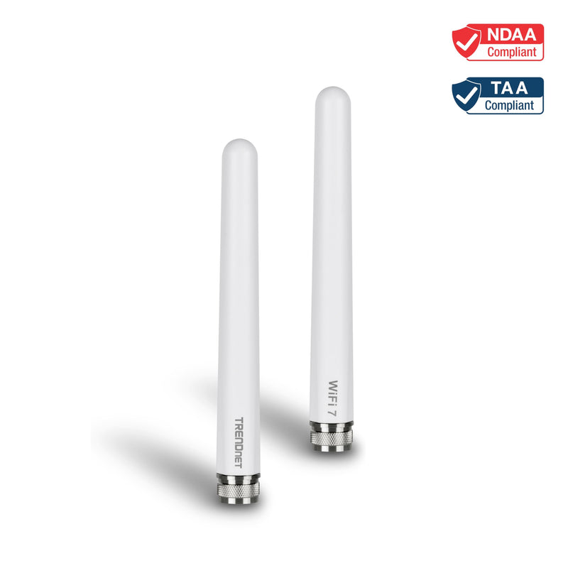 TRENDnet 3/6/7 dBi Outdoor Tri-Band Omni Antenna Kit, TEW-A057 | 2.4GHz, 5GHz, 6GHz, Compatible with 802.11be/ ax/ac/n/g/b/a Routers and Access Points, N-Type Connector
