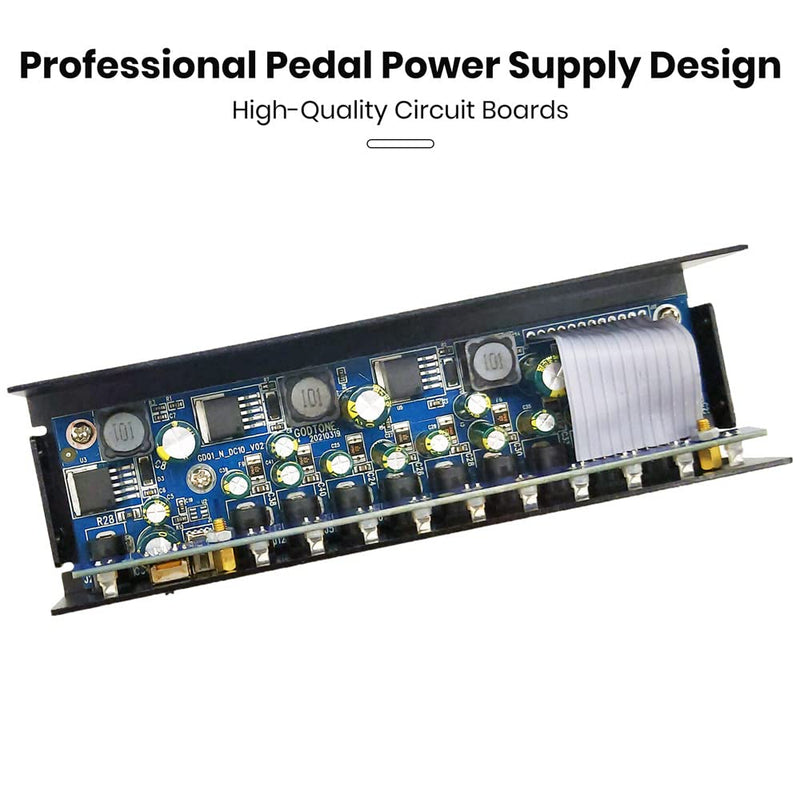 Guitar Pedal Power Supply 10 Isolated DC Outputs for 9V/12V/18V Guitar Effect Pedal GD-01