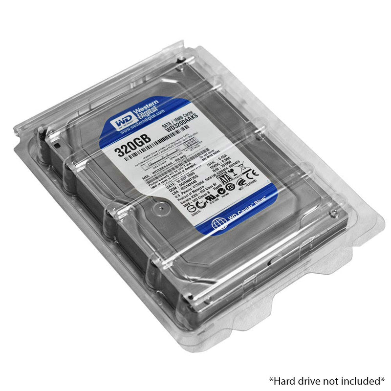 Plastic ESD Clamshell Case for 3.5" Internal Hard Drives (3.5" 10 Pack) 3.5" - 10 Pack