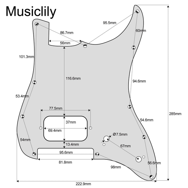 Musiclily Pro 11-Hole ST Guitar Pickguard for Squier Sonic Strat HT H Electric Guitar, 4Ply Aged White Pearl