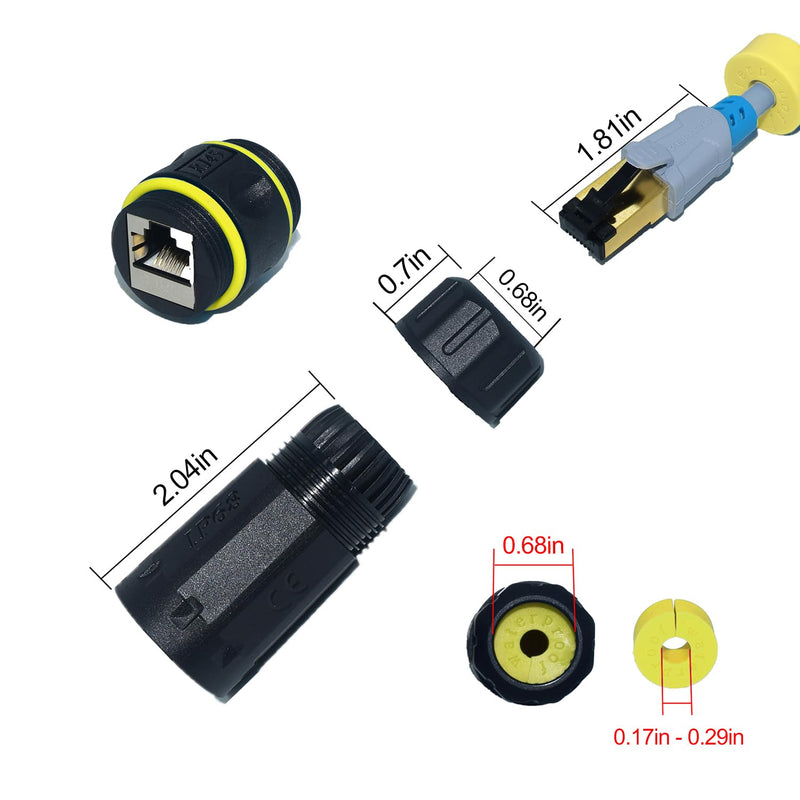 ZUZONG IP68 Waterproof Cat7 RJ45 Coupler, 10GB Shielded Pure Copper Ethernet Coupler, IP68 Waterproof Ethernet Outdoor LAN Connector for Starlink/Cat5/Cat6/Cat6A/Cat7/Cat8 Ethernet Cable(5 PCS Female) 5
