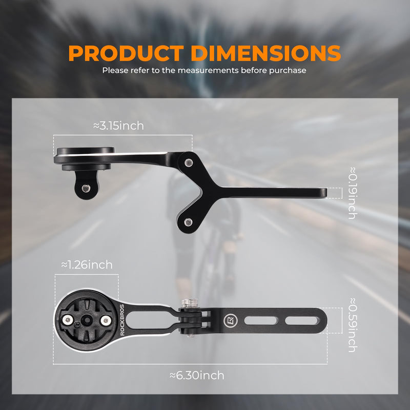 ROCKBROS Out Front Mount Compatible with Garmin Bryton Wahoo Adjustable | M5 Mounting Holes,Flat-Bar Bike Compatible,Adjustable Viewing Angle,Aluminum Alloy,Lightweight