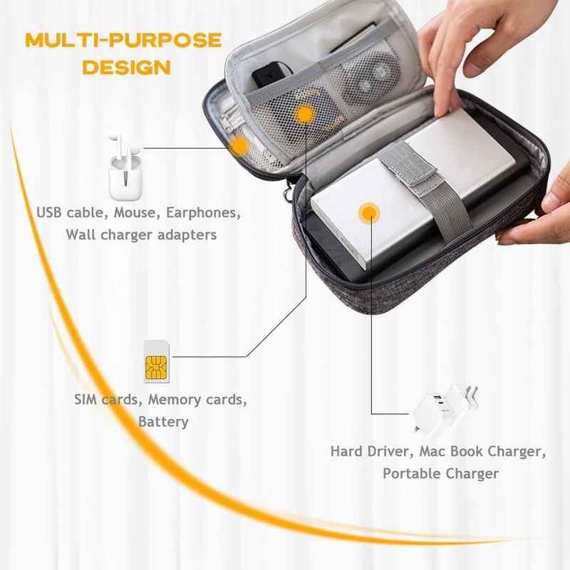 Electronic Organizer Bag Cable Organizer Travel Cord Organizer Case Pouch Portable Carrying Case for Charger Hard Drive Earphone USB SD Card (Black) Black