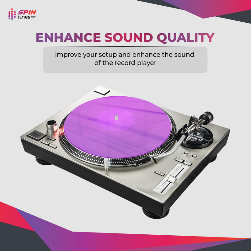 Turntable Mat, Acrylic Turntable Mat for Vinyl LP Record Players, 2.7mm Thick for Better Sound Support on Record Players, Provides Antistatic and Tighter bass, Turntable Platter (Purple) Purple