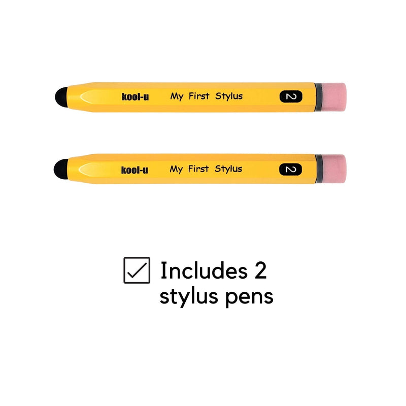 KOOL-U Stylus Pens for Kids, Hexagon Shaped Like a Real Pencil, Compatible with All Touch Screen Devices - Apple IPAD, iPhone, Samsung Galaxy Tab, Amazon Fire - 2 Pack