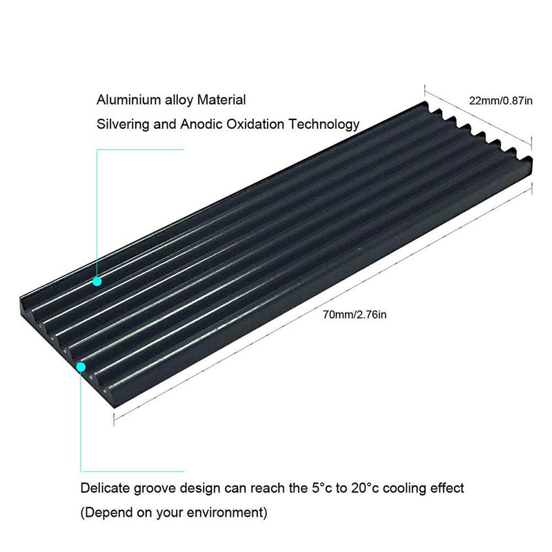 M.2 SSD Heatsink Heat Sink with Heat Conductive Adhesive Film Anti Thermal Bleed Heatsink Heatsink CPU IC Chip Circuit Board for LED Amplifier Aluminum 70mm×22mm×3mm