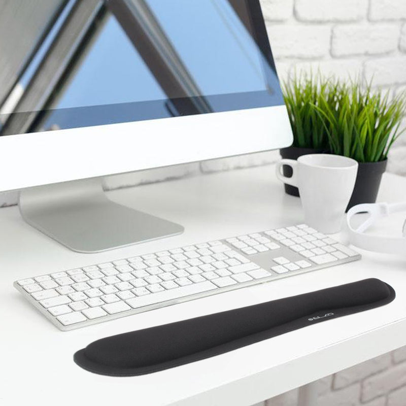 ELZO Wrist Rest Support for Keyboard & Mouse Pad Combo with Comfortable Memory Foam Padding, Nonslip Rubber Base for PC Computer Laptop Mac Black-fiber