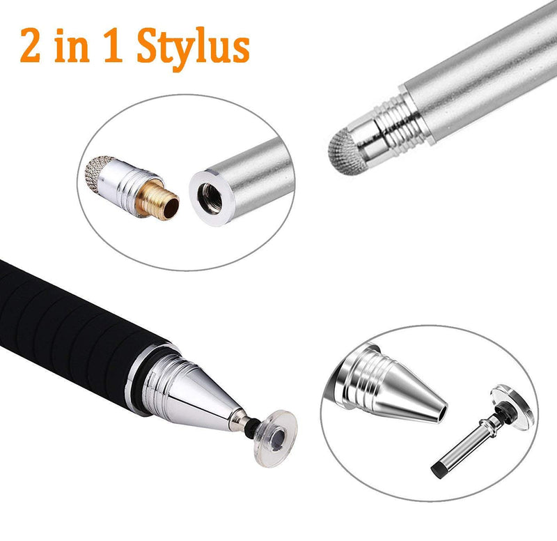 Mixoo Smart Pen,Disc & Fiber Tip 2 in1 Series,Capacitive Stylus Tip,High Sensitivity & Precision,Stylus Pens for Touch Screens (Space Grey) Space Gray