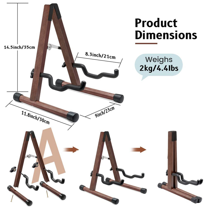 [AUSTRALIA] - Wood Guitar Stand, Acoustic Electric Wooden Guitar Floor Stand A-Frame Folding Guitar Stand for Bass, Mandolin, Banjo (Natural-High-Grade Solid Wood) Natural-High-Grade Solid Wood 