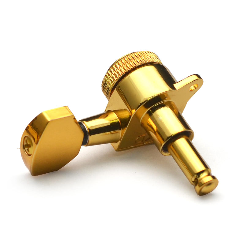 SAPHUE Guitar Locking Tuners 1:18 Lock String Tuning Key Pegs Machine Head with Hexagonal Handle Replacement for Electric Folk or Acoustic Guitars (Gold) Gold