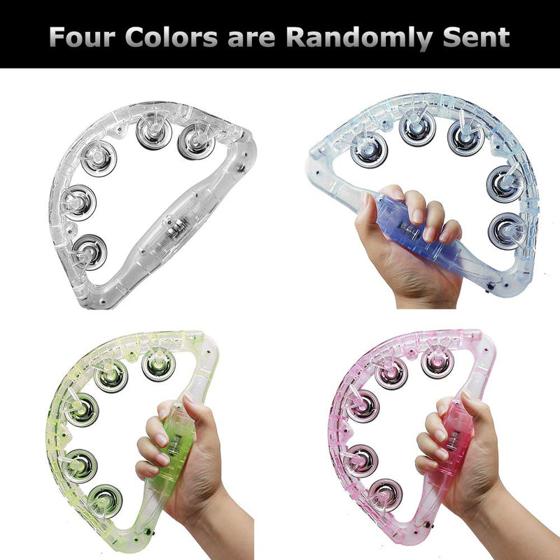 Aywewii LED Tambourine, Light Up Toys Handheld Musical Flashing Tamborine Autism Toys Party Supplies for Birthday Anniversaries Gifts for Kids Adults Teens 1 Pcs