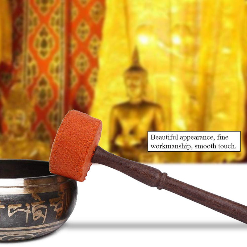 Hard Wood Felted Striker, Handmade Hard Wood Multi-Purpose Tibetan Buddhism Singing Bowl Mallet Striker Stick for Meditation Chakra Healing Prayer and Yoga (Orange) Orange