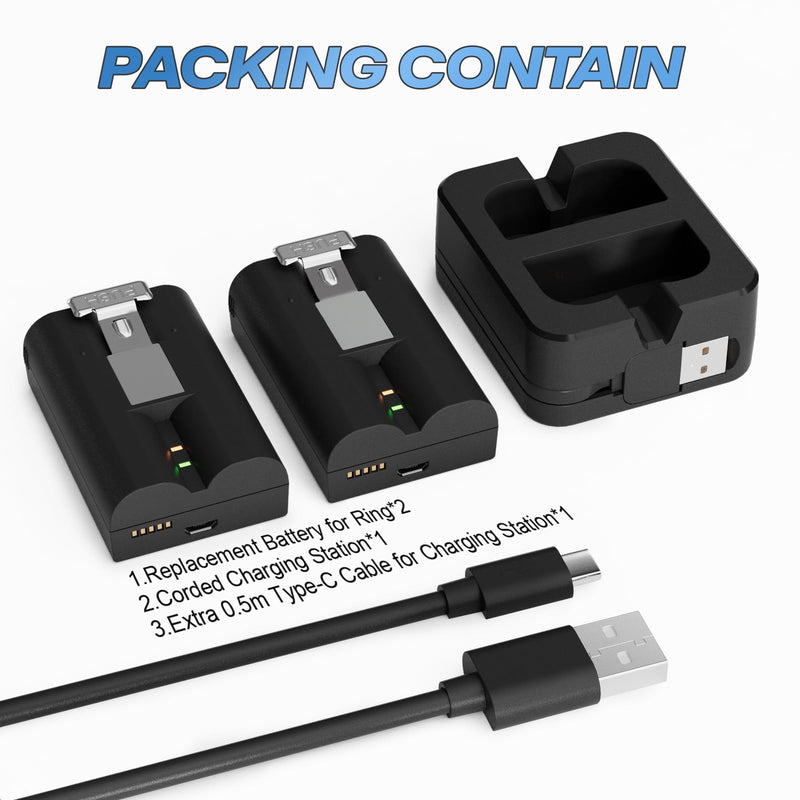 [AUSTRALIA] - 2Pack Replacement for Ring Doorbell Battery, 6040mAh Rechargeable Ring Camera Battery with Charger Station, Compatible with Ring-Video Doorbell 2/3/3plus/4, Stick Up Cam and Spotlight Cam 