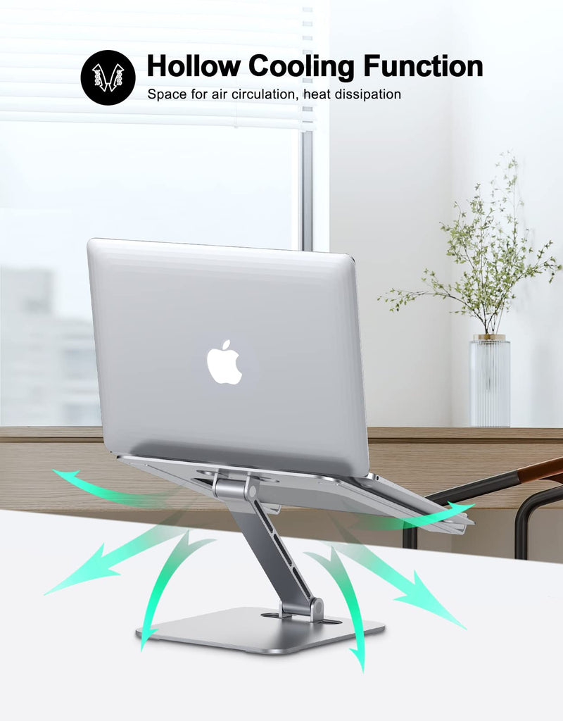 Foldable Laptop Stand, Height Adjustable Ergonomic Computer Stand for Desk, Aluminum Portable Laptop Riser Holder Mount Compatible with MacBook Pro Air, All Notebooks 10-16" Silver