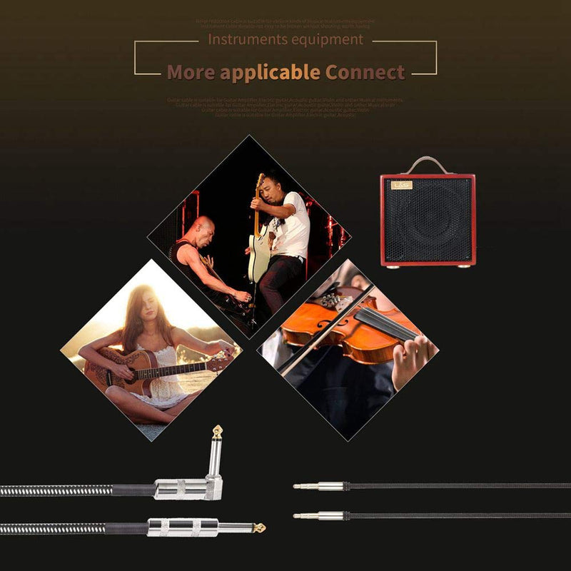 SUNYIN Amp Cord for Electric Guitar,30-Feet Acoustic Guitar Cable,Straight to Right Angle Guitar Amp Cord with Gold Plated 3.5mm&6.5mm Stereo Adapter,Audio Cable,4 Picks 30-Feet