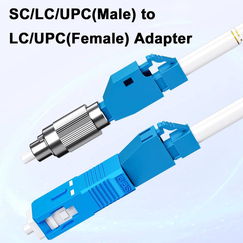 Duttek 2PC FC Male to LC Female Fiber Adapter and 2PC SC Male to LC Female Adapter Hybrid Flange Single Mode 9/125um Optical Fiber Convertor Adaptrt for Optical Power Meter 4 Pack 2 Styles