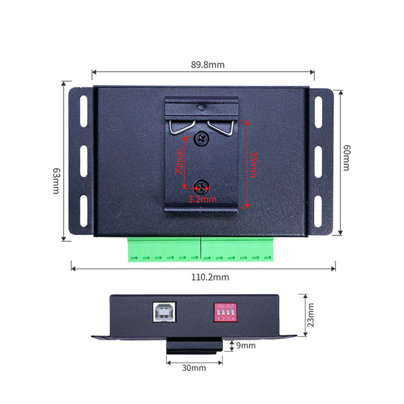 USB to 4-Channel 485 Serial Module CH344Q SP3485 Chip 480Mbps USB Interface Supports 485 Communication at 3M baud Rate Metal case with Isolation Multiple Protection