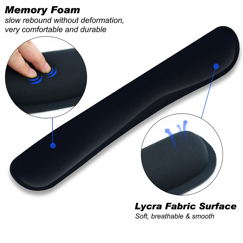Xmaxbel Keyboard Wrist Rest, Memory Foam Wrist Pad for Keyboard, Keyboard Wrist Support Cushion with Nonslip Rubber Base and Ergonomic Design (Black), 16.93 x 3.35 x 0.78 inches