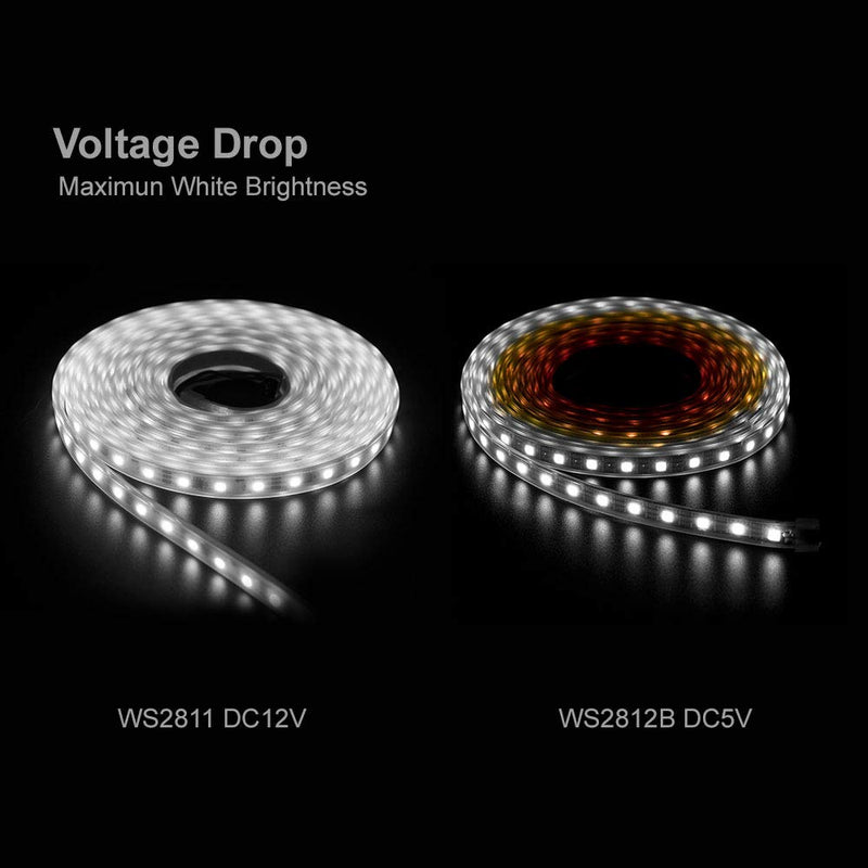 BTF-LIGHTING WS2811 Addressable LED Strip Ultra Bright 5050SMD RGB 60LED/m 20Pixels/m Multi-Colored Light Total 300LED 100Pixels 16.4FT DC12V IP65 Silicone Coating Waterproof(No Adapter or Controller) 60LEDs/m IP65 Silicone coating waterproof