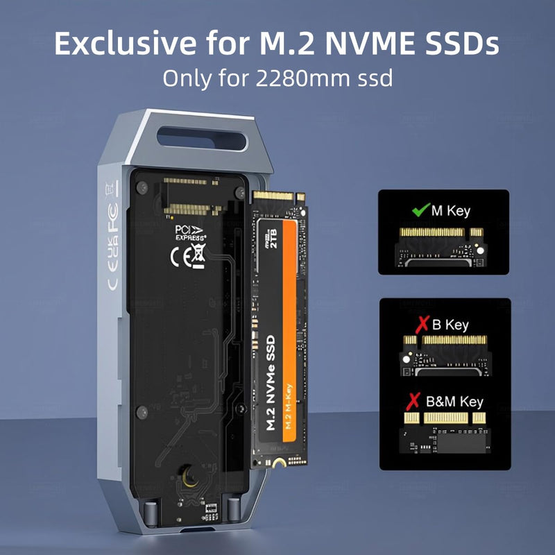 MAIWO M.2 NVMe SSD Enclosure 40Gbps, USB4 External Tool-Free NVMe Enclosure for 2280 M-Key,Compatible with Thunderbolt 4/3/USB4/USB C with Cooling Fan, Aluminum Alloy Shell ASM2464PD Chip