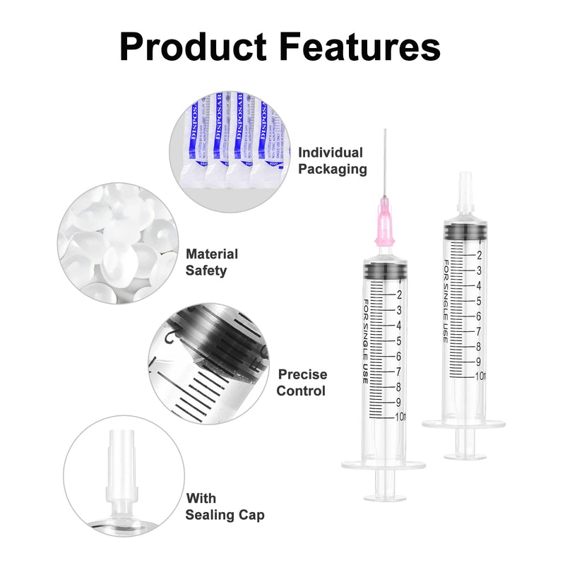 10 ml Plastic Syringe with Needle Pack of 10 Syringes Individually Packed Durable Colostrum Syringes Versatile Dosing Syringes Reusable Liquid Syringe Measuring Syringe for Garden