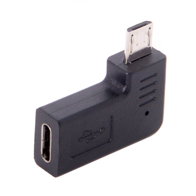 Cablecc USB-C Type-C Female to Micro USB 2.0 5Pin Male Data Adapter 90 Degree Left & Right Angled Type (Left Angled)