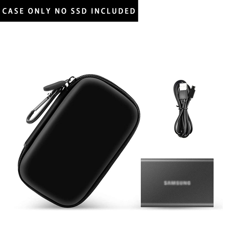 Case Compatible with Samsung T7/ T7 Touch Portable SSD 1TB 2TB 500GB USB 3.2 External Solid State Drive, Travel Carrying Storage Organizer Fits for USB Cables and More Accessories (Black) Black
