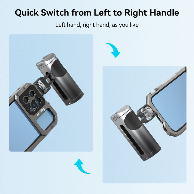 SmallRig Mini Side Handle for Phone Cage Smartphone Video Rig with 1/4''-20 Threads and Cold Shoe, Up and Down Adjustable - 3894 3894 (without wireless control)