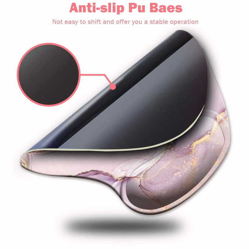 Dooke Ergonomic Mouse Pad with Wrist Support, Cute Mouse Pads with Non-Slip PU Base for Home Office Working Studying Easy Typing & Pain Relief Rose Gold Marble ‎Glitter Marble