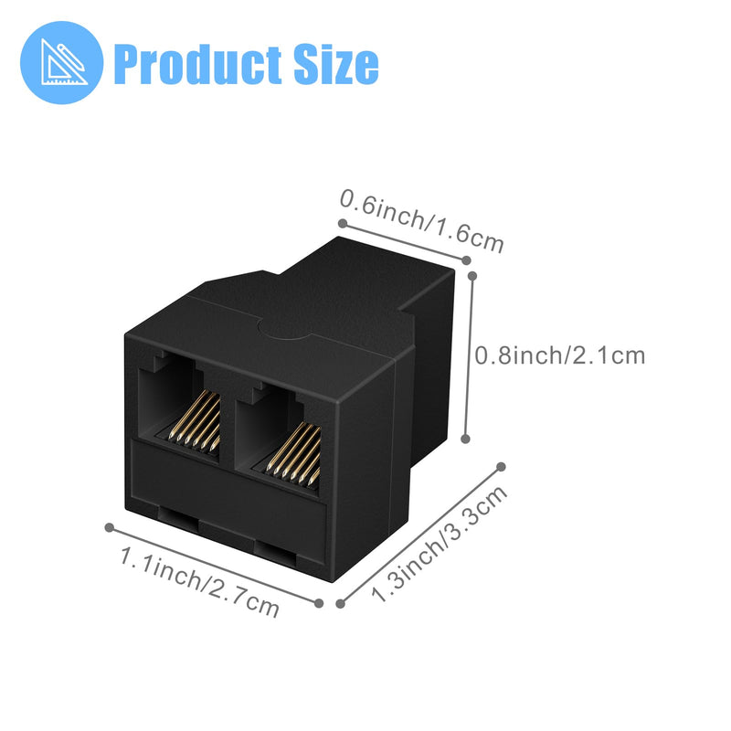 10 Pack RJ12 6P6C Phone Line Splitter, 3 Female Landline Adapter, Black | Awishwell Two Way Telephone Splitter for Landline,Share Single Line into Two Device,Home Office Fax Modem Extension Connector 30 Pack Splitter Black
