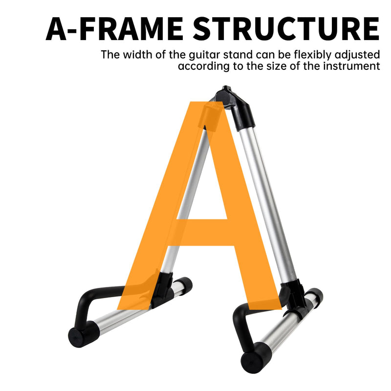 AODSK Guitar Stand Folding with adjustable A-Frame for Acoustic Classical and Electric Guitars Bass Ukulele Portable (Single Stand-Silver)