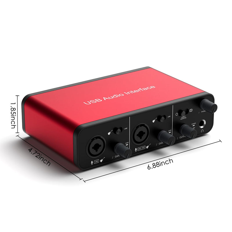 USB Audio Interface 24Bit/192kHz for Recording Podcasting and Streaming, 48V Phantom Power, whit XLR Cable(No Software Included) (192kHz Audio Interface)
