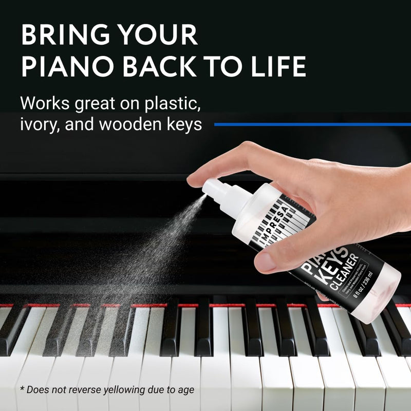[AUSTRALIA] - IMPRESA Piano Key Cleaner Spray - Piano Keyboard Cleaning Kit & Solution - Non-Toxic Low-Odor Keyboard Cleaner for Grand & Baby Grand Keys - 8 Fl Oz, Clear, Pack of 1 