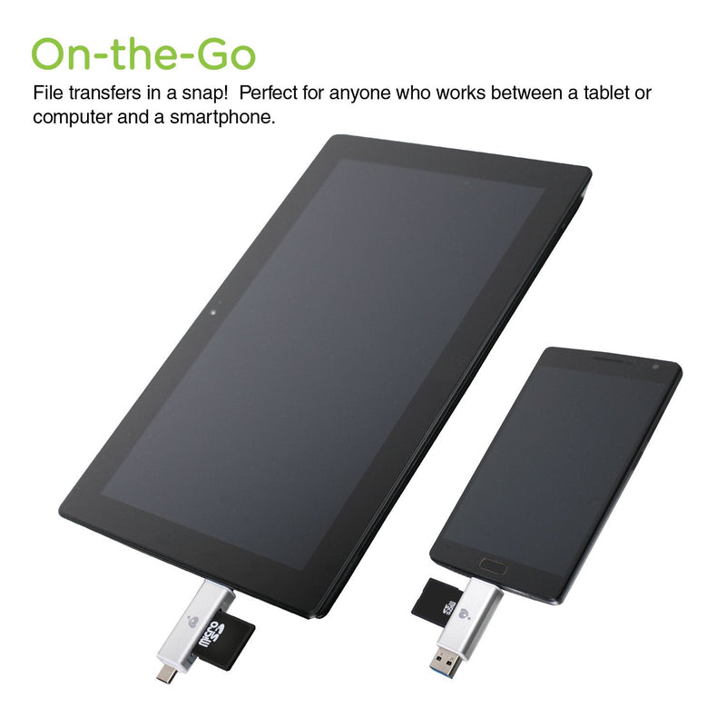IOGEAR USB-C 2-in-1 SD Card Reader - w/USB Type A - SDXC - SDHC - SD - MMC - RS-MMC - Micro SDXC - Micro SD - Micro SDHC Card - UHS-I Cards - GFR3C12