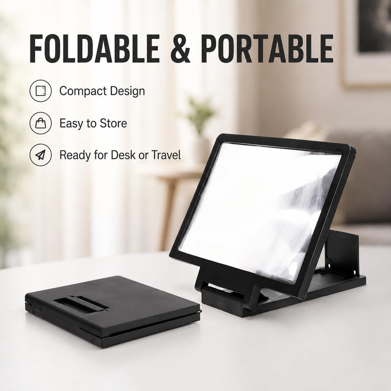 12 Inch Phone Screen Magnifier HD 3D Amplifier to Reduce Eye Strain for Movies Videos Foldable Phone Stand Screen Expander Gift for Seniors Kids No Battery 1PC