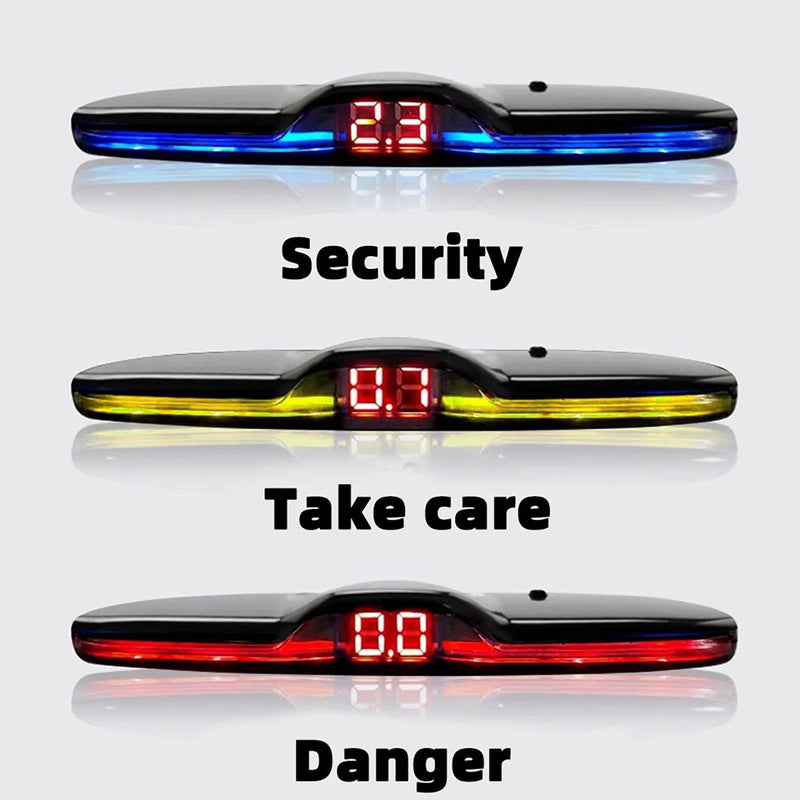 Car Parktronic Parking Built-in Plane Sensors Rear Reversing Radars System with 4 Sensors LED Light Distance Display Warning Buzzer Distance Detection White