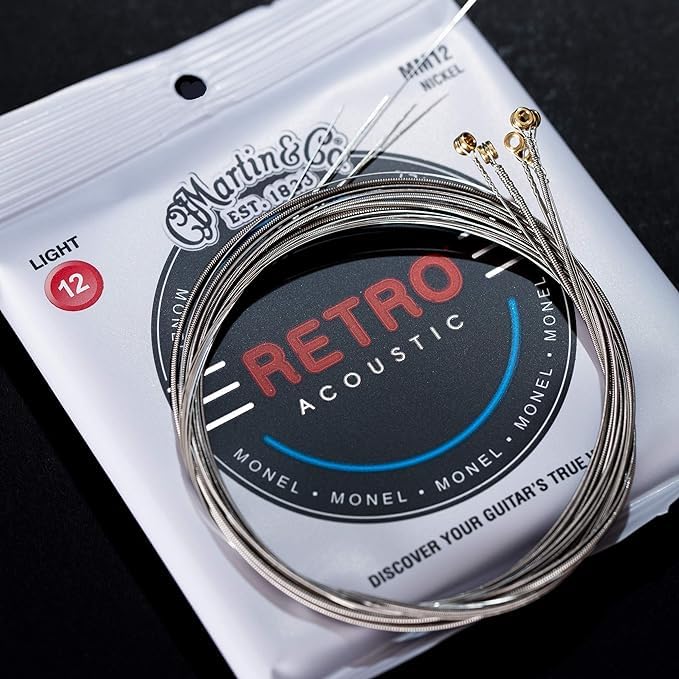 Martin Retro® Acoustic Guitar Strings – Monel, Light Gauge | Warm, Natural Tone with Long Life Light 12-54, Monel Nickel (3 Pack)