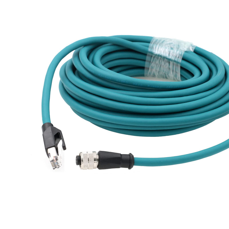 Ethernet Cable M12 A-Coded 8 Pin Female to RJ45 Cat-7e Patch Cord for Industrial Actuator Sensor Profibus Network Automation Application 10m 10 m