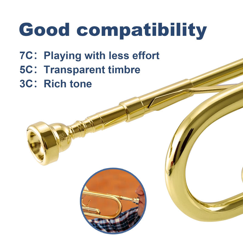 Gold Trumpet Mouthpiece 7C 5C 3C Trumpet Mouthpiece Set with Brass for Beginners and Professional Players 3Pack Trumpet Accessories