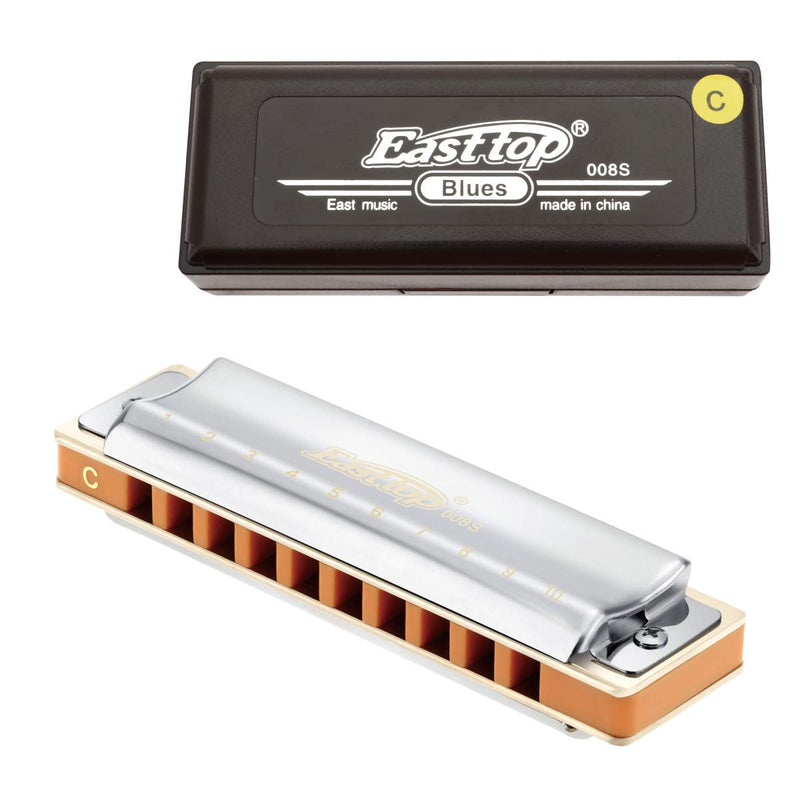 [AUSTRALIA] - East top Harmonica, Advanced Diatonic Harmonica Key of C, 10 Holes Mouth Organ Harmonica with Silver Cover, Blues Harmonicas For Adults, Professionals and Students 