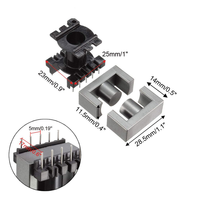 sourcing map Transformer Coils Ferrite Core Vertical Ferrite Halves and Coil Set of 4 EC28