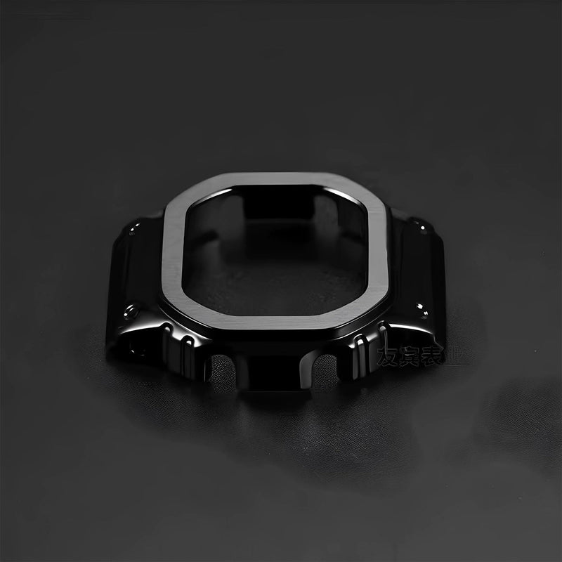 316L Stainless Steel Watch Band and Bezel Compatible with Casio GWM-5610 Watch Mod Kit Replacement black