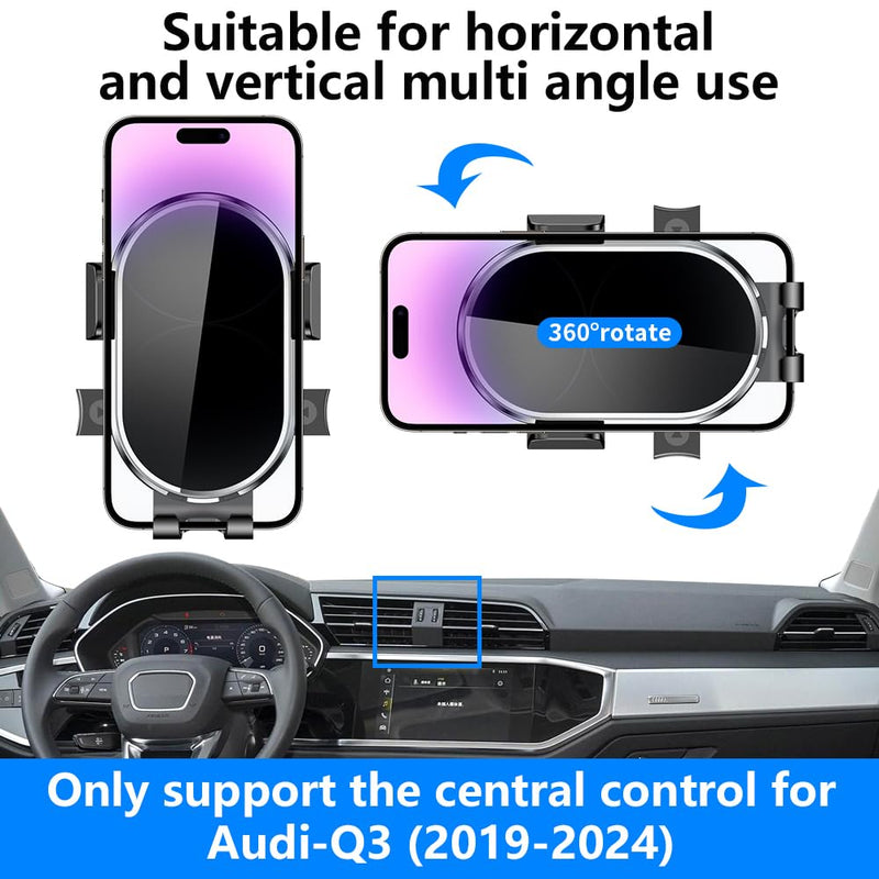 Car Phone Holder for Audi Q3 2019 2020 2021 2022 2023 2024 Auto Accessories Navigation Screen Bracket Interior Decoration Dashboard Cell Mobile Phone Mount Holders case Accessory for Audi Q3 2019-2024
